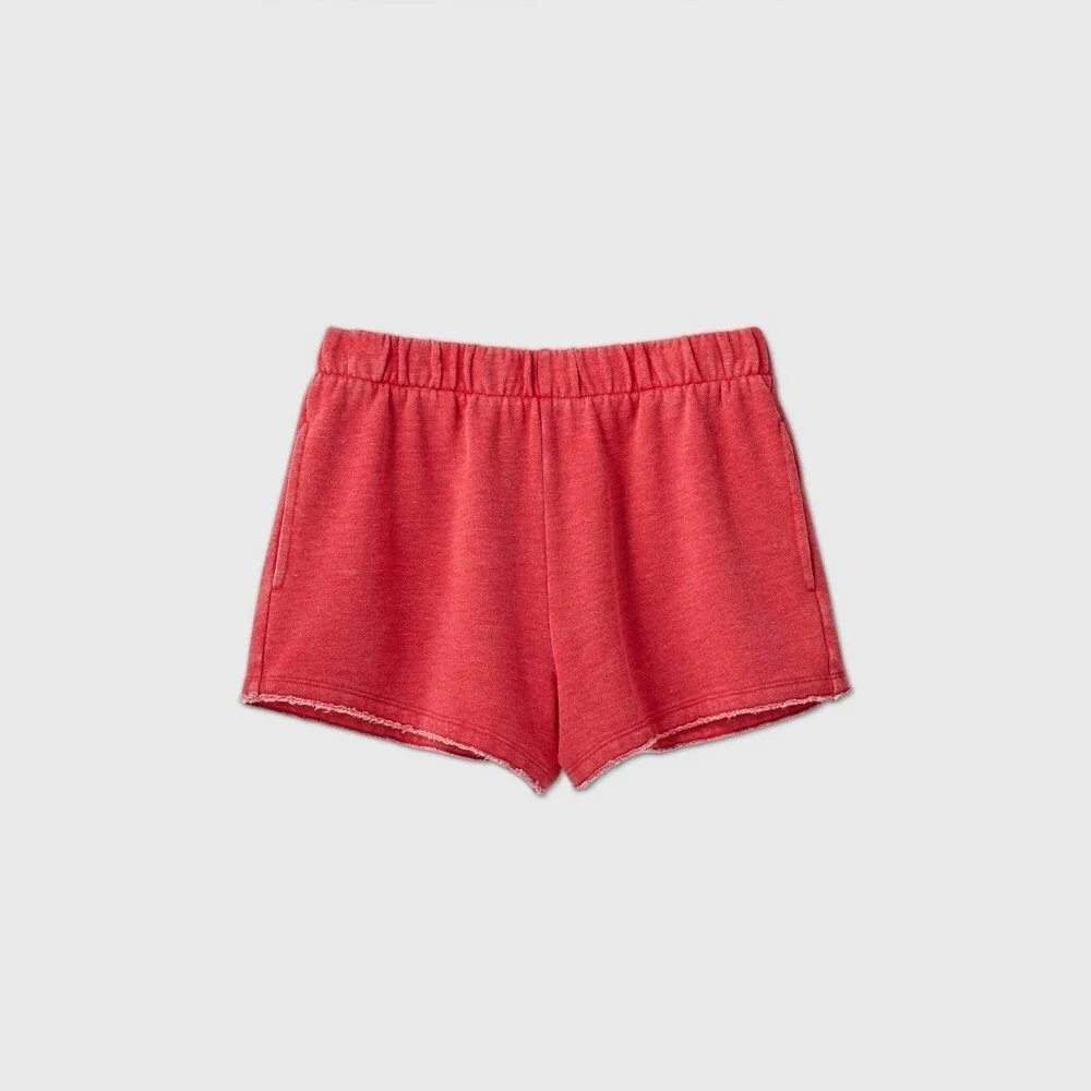 Colsie Womens‎ Red Comfort Solid Pockets Pull On Lounge Shorts Size Large